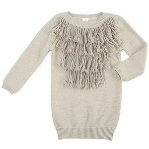 EGG Fringe Amber Knit Tunic Sweater Top Gold Beige 4